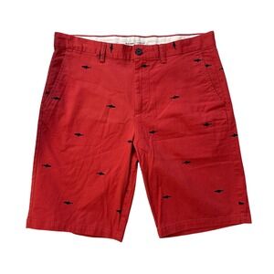 Old Navy Ultimate Slim Shorts Shark Print Built-In Flex Casual Red Mens Size‎ 34